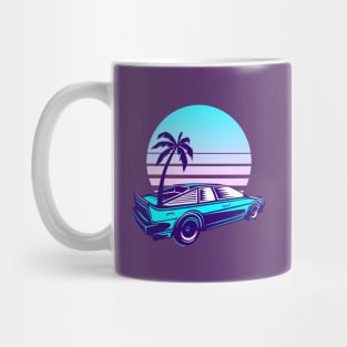 Futuristic Car Retro Sunset Synthwave Mug